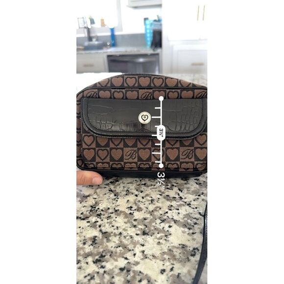 Brighton Crossbody‎ Womens Heart Canvas Leather Crossbody Brown Black - Picture 16 of 16